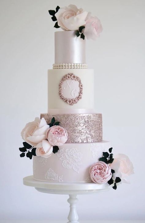 50 of the Prettiest Pink Wedding Cakes | OneFabDay.com Glamorous Wedding Cakes, Cotton And Crumbs, Wedding Cakes Elegant, Floral Wedding Cakes, Pink Wedding Cake, Unique Bouquet, Amazing Wedding Cakes, Unique Wedding Cakes, Cool Wedding Cakes