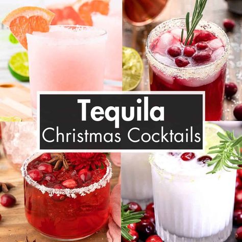 These Christmas Tequila Cocktails are all easy to make, tequila-based Christmas cocktails that are great for a crowd. Tequila On The Rocks, Tequila Cocktails Winter Holiday Drinks, Drinks With Patron Tequila, Tequila Cream Drinks, Yummy Tequila Drinks, Tequila Drinks For A Crowd, Tequila Holiday Cocktails, Christmas Tequila Drinks, Tequila Reposado Cocktails