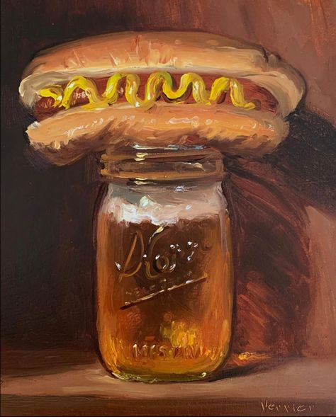 Beer & Hotdog NOAH VERRIER Original Still Life Oil Painting, Signed Fine Art Print - Etsy Canada Still Life Artists, Foodie Art, Food Painting, American Painting, Still Life Oil Painting, Aluminum Prints, Sign Printing, Still Life Painting, Sign Art