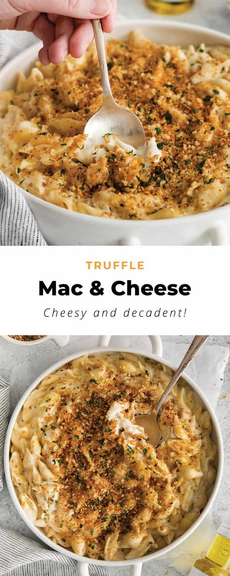 Truffle Mac and Cheese is easier to make than you think! Mac And Cheese With Truffle Oil, Truffled Mac And Cheese, Truffle Oil Mac And Cheese, Truffle Macaroni And Cheese, White Truffle Mac And Cheese, Fall Mac And Cheese Recipe, Black Truffle Mac And Cheese, Truffle Mac N Cheese, Truffle Cheese Recipe