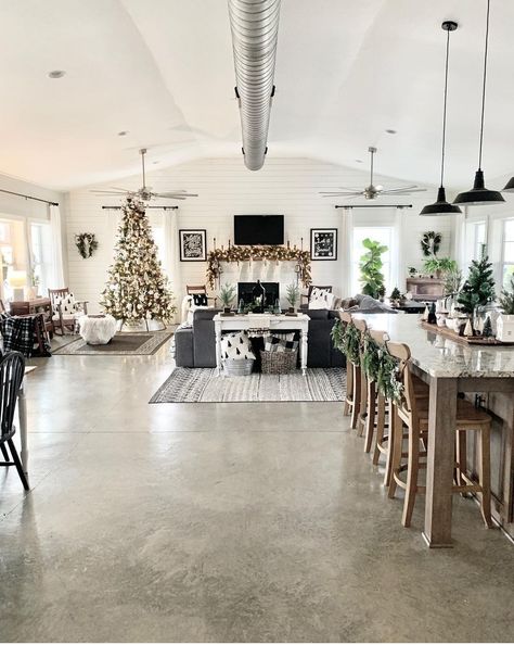 Barndo House, Have A Blessed Christmas, Interior Concrete Floors, A Blessed Christmas, Merry Christmas Friends, Barndominium Interior, Blessed Christmas, Metal Barn Homes, Industrial Farmhouse Decor