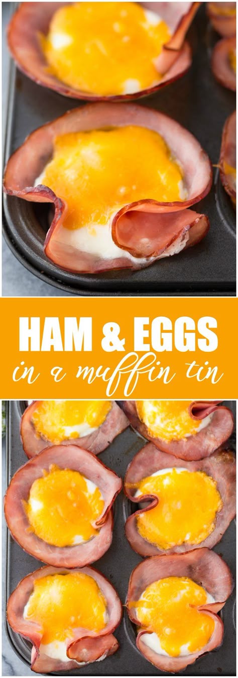 Ham & Eggs in a Muffin Tin - A quick and easy breakfast for a low carb lifestyle! Sanford Profile, Eggs In A Muffin Tin, Kid Muffins, Movies Snacks, Profile Recipes, Muffin Pan Recipes, Muffin Tin Meals, Eggs In Muffin Tin, Food Healthy Breakfast