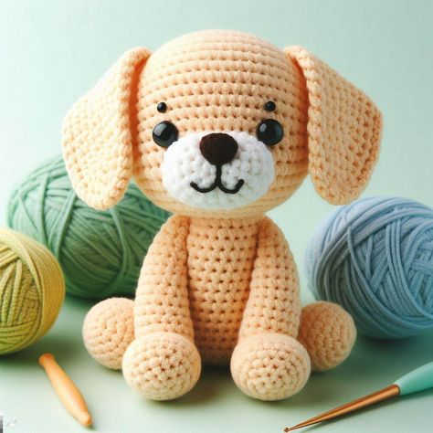 Puppy Ears, Crochet Puppy, Puppy Pattern, Crochet Dog Patterns, Cute And Cuddly, Step By Step Crochet, Crochet Amigurumi Free Patterns, Button Eyes, Crochet Amigurumi Free