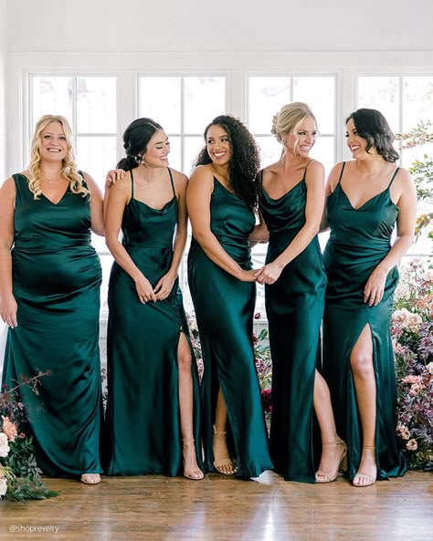 15 Green Bridesmaid Dresses  ❤ green bridesmaid dresses simple emerald long revelry #weddingforward #wedding #bride #greenbridesmaiddresses #bridesmaiddresses #emeraldbridesmaiddresses Green Satin Bridesmaid Dresses, Dark Green Bridesmaid, Neon Prom Dress, Emerald Green Bridesmaid Dresses, Dark Green Bridesmaid Dress, Silk Bridesmaid Dresses, Teal Bridesmaid, Below The Knee Dress, Teal Bridesmaid Dresses