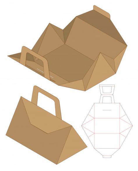 Box packaging die cut template design. Premium Vector Box Packaging Templates, Packaging Die Cut, Wine Bottle Box, Packaging Template Design, Paper Box Template, Cardboard Box Crafts, Folding Origami, Packaging Template, 3d Vector