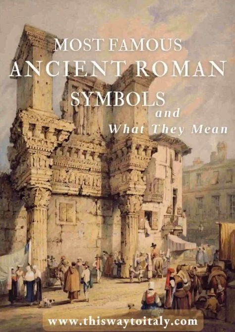 Rome, being older than Italy itself, has been rich in symbolism since ancient times. From the aquila (eagle) to the she-wolf nursing the city’s twin founders and the bundle of axe and wooden rods that symbolized power and authority among the Romans, these symbols of Rome are an important part of Italian history and culture, and they are still very much seen today. #RomeItaly #RomeSymbols #CultureandLanguage Ancient Roman Symbols, Roman Symbols, Power And Authority, Italian History, Signage Ideas, Astrological Symbols, She Wolf, The Romans, Facial Features