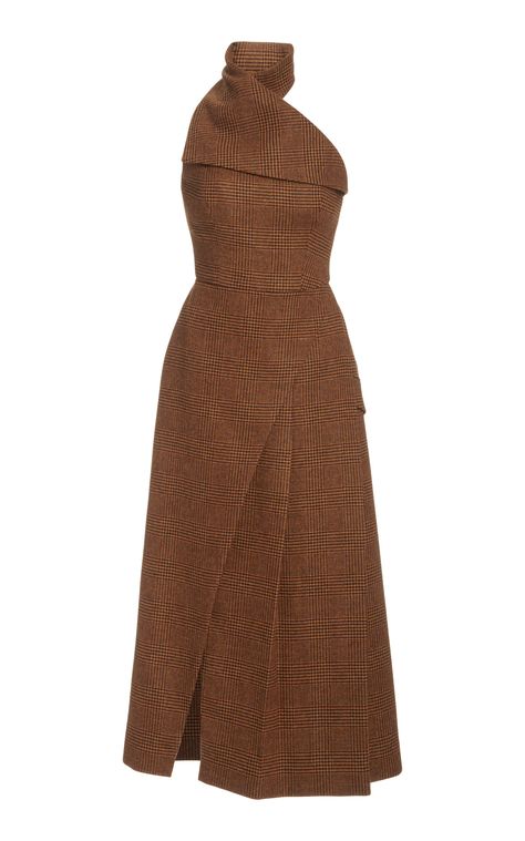 Plaid Wool Halter Dress by BRANDON MAXWELL for Preorder on Moda Operandi Brandon Maxwell, Halter Midi Dress, فستان سهرة, Brown Dress, Wool Plaid, Looks Vintage, Moda Operandi, Pretty Dresses, Crossover