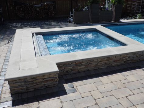 Pool Ideas With Hot Tub, Pool With Separate Hot Tub, Gunite Pool Ideas, Gunite Swimming Pool, Pool Plumbing, Pools For Small Yards, Swimming Pool Construction, Custom Swimming Pool, Hot Tub Backyard