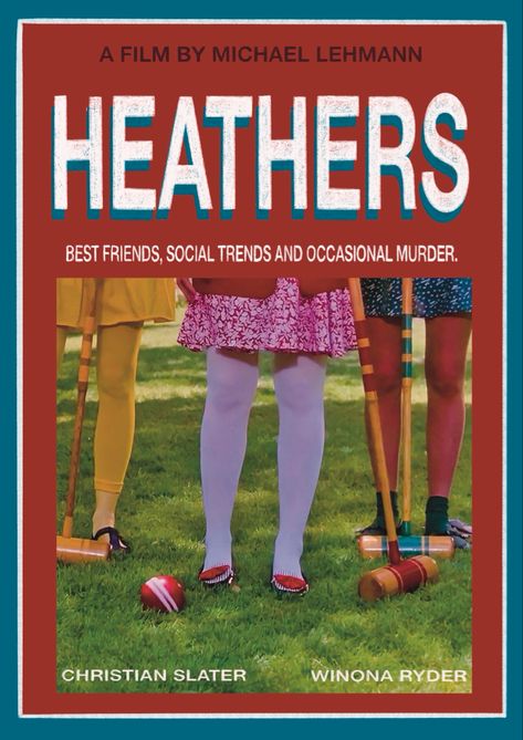 Heathers Poster Vintage, 80s Wall Posters, 80 Poster Design, 1980s Movies Aesthetic, Fan Made Movie Posters, Letterboxd Movie Posters, 80s Movies Posters, Heathers Movie Aesthetic, 80s Movie Aesthetic