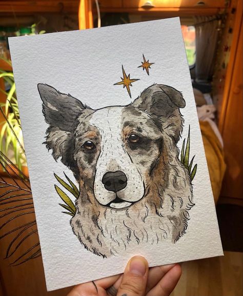 Dog Illustration Watercolor, Gouache Dog Painting, Aussie Drawing, Painting Clipart, Dogs Watercolor, Royal Pet Portrait, Watercolor Dogs, Dog Watercolor Painting, Art Markers Drawing