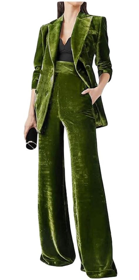 PRICES MAY VARY. Title: Botong Women's 2 Piece Velvet Suit Office Work Suit Notch Lapel Double Breasted Blazer Pants Business Suit Set Sage Green L. Product Type: Departments > Women > Clothing > Suiting & Blazers > Suit Sets Pant Suits For Women, Velvet Suit, Business Pants, Work Suits, Cocktail Attire, Velvet Pants, Business Suit, Breasted Blazer, Double Breasted Blazer