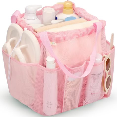 Dorm Shower Caddy, Essentials For College, Travel Bedroom, Travel Bathroom, Bag For Camping, Swim Gym, Shower Bag, Pink Dorm, Bathroom Caddy