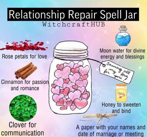 Relationship Repair, Witchcraft Love Spells, Wicca Recipes, Potions Recipes, Easy Love Spells, Spells For Beginners, Jar Spells, Love Jar, Easy Spells