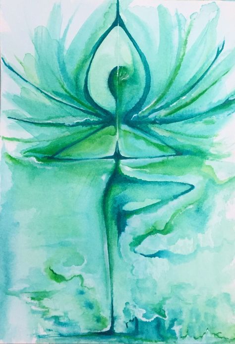 Nature Watercolor Art, Yoga Symbols, Yoga Cards, Deeper Meaning, Tree Pose, Cards Art, Watercolor Trees, Sanskrit, Greetings Cards