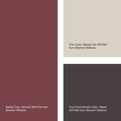 Red Brown Exterior House Colors, Maroon And Black House Exterior, Maroon Exterior House Colors, Red And Brown House Exterior, Maroon Doors On Houses, Red Trim House Exterior, Burgundy Doors On Houses, Maroon Roof House Colors, Sw Rustic Red