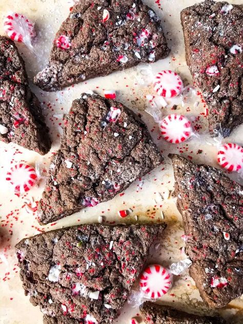 Mocha Scones, Peppermint Dessert Recipes, Christmas Scones, Peppermint Recipes Desserts, Chocolate Dough, Peppermint Dessert, Peppermint Recipes, Chocolate Scones, Brunch Items