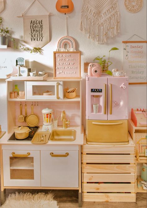 Kitchen Play Area, Minimalist Playroom, Kid Playroom, Fridge Makeover, Organized Bedroom, Playroom Makeover, 50's Diner, Kitchen Closet, 50s Diner