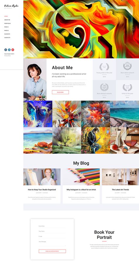 Art Portfolio Site, Artist Web Design, Artist Portfolio Design, Artist Website Design Layout, Blog Website Layout, Artist Website Design, Artist Portfolio Website, Portfolio Website Template, Art Web