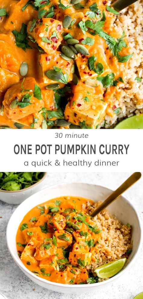 Red Curry Recipe, Pumpkin Recipes Dinner, Red Curry Sauce, Pumpkin Curry, Quick Healthy Dinner, Sweet Pumpkin, Smashing Pumpkins, Curry Sauce, Healthy Pumpkin