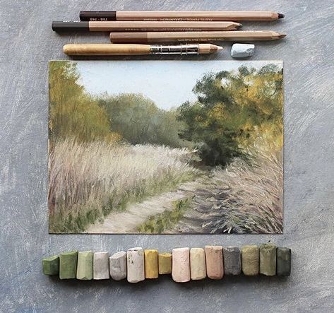 Oil Pastel Landscape, Chalk Pastel Art, Soft Pastel Art, Pastel Artwork, Pastel Sec, Oil Pastel Paintings, Pastel Landscape, Oil Pastel Art, Oil Pastel Drawings