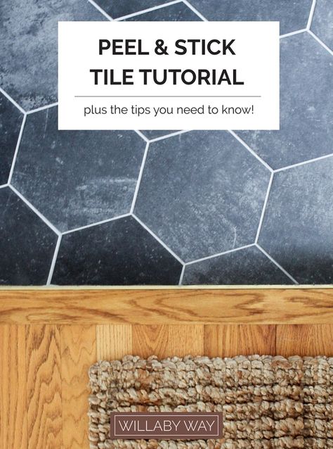 Tile Around Fireplace, Hexagon Floor Tiles, Sticky Tile, Hexagon Tile Backsplash, Stick Tile Backsplash, Tile Counters, Shiplap Backsplash, Painting Tile Floors, Peel And Stick Floor