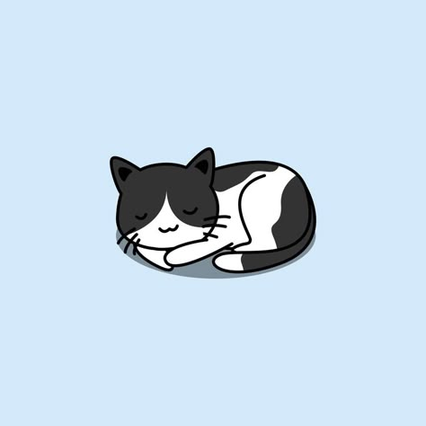 Sleeping Cartoon, Wall Cartoon, Sleep Cartoon, Cute Cat Sleeping, Cute White Cat, Animated Animals, Cat Logo, Tuxedo Cat, Sleepy Cat