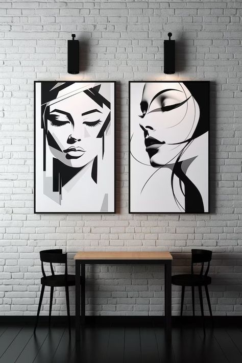 Traceable Art, Line Art Painting, Large Wall Canvas, Set Of 2 Wall Art, Female Art Painting, Abstract Decor, Art Line, Artwork Images, Wall Decor Set