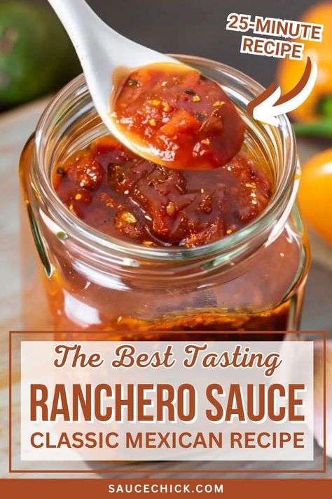 Ranchero sauce Homemade Mexican Sauces, Ranchero Sauce For Eggs, Latina Kitchen, Ranchero Sauce Recipe, Ranchero Sauce, Baja Sauce, Mexican Sauce, Cuban Cuisine, Cooking Stuff