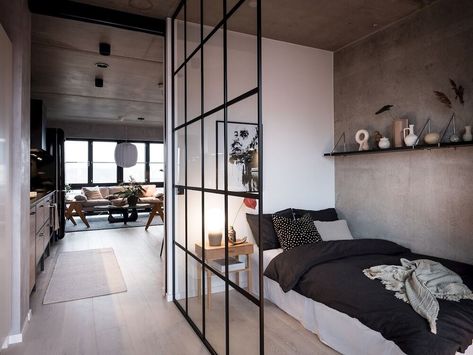 Small Industrial Apartment, Scandinavian Loft Apartment, Industrial Studio Apartment, Small Attic Apartment, Modern Industrial Loft, Scandinavian Loft, Design Ložnic, Industrial Apartment, Scandinavian Apartment