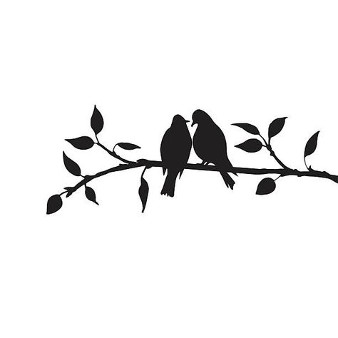 Love Birds On A Branch Clip Art, Vector ... Two Birds On A Branch Tattoo, Birds On A Branch Tattoo, Wall Metal Decor, Love Birds Silhouette, Bird On Branch Illustration, Two Birds On A Branch, Bird On Branch Silhouette, Bird Silhouette Art, Birds Silhouette