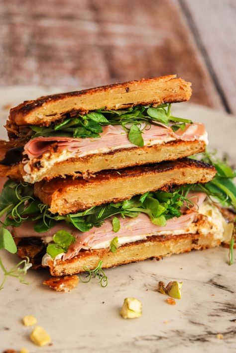 Candied Croissant Sandwich – The Tocka Blog Candied Croissant, Chicken Croissant, Croissant Sandwich, Sandwich Ingredients, Balsamic Glaze, Teriyaki Chicken, Product Range, Salted Butter, Rolling Pin