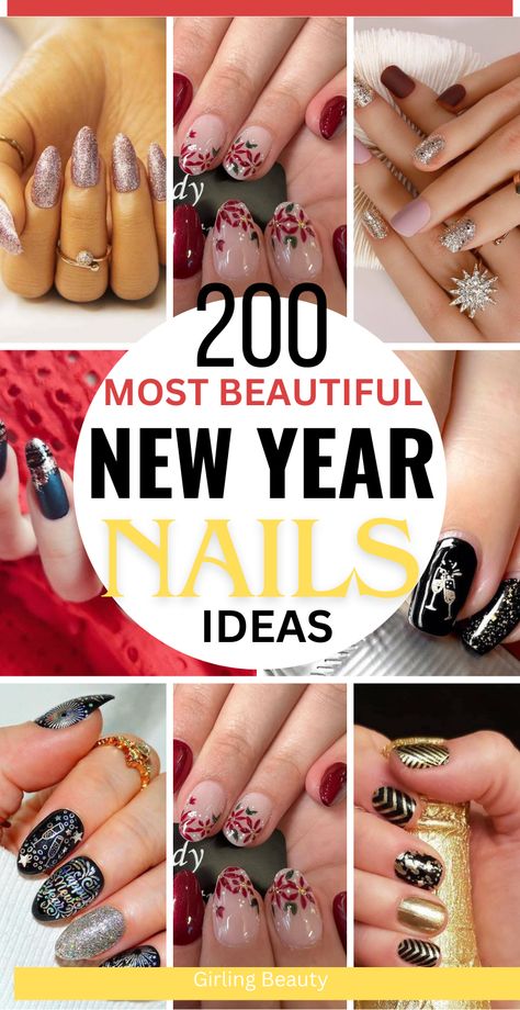 Ring in the New Year with 200 breathtaking nail art ideas! From dazzling sparkles to festive designs, these beautiful nail inspirations will add glamour and style to your celebrations. #NewYearNailArt #FestiveNails #NailDesignInspo Celebration Nail Art, New Year Eve Nails, January Nails Ideas, Nails January, January Nail Designs, Champagne Nails, Firework Nails, New Year Nails, Year Nails