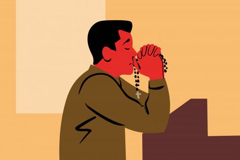 Praying Illustration, Confession Prayer, World Peace Day, Man Praying, Personal Prayer, Catholic Priest, Cartoon People, Year Plan, Praying To God