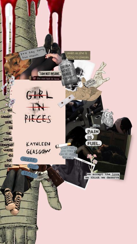 Book Shuffle, Girl In Pieces Book Aesthetic, Girl In Pieces Book, Books Playlist, Shuffle Art, Girl In Pieces, Novel Aesthetic, Aesthetic Shuffles, Read List