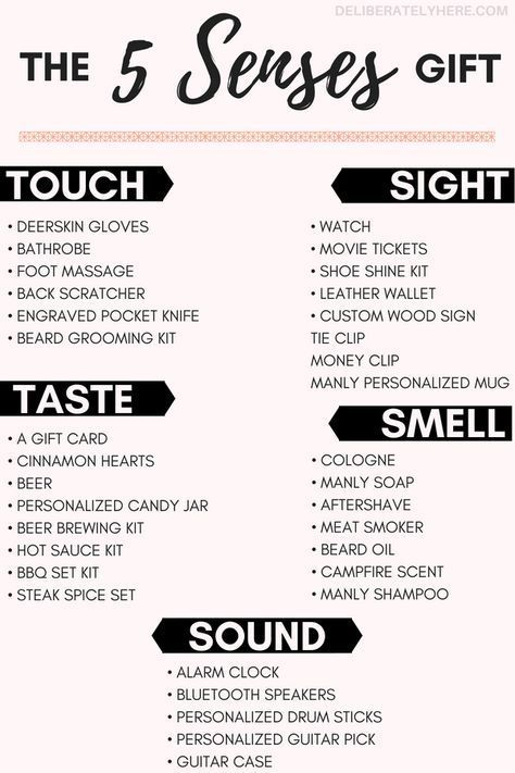 The 5 Senses Gift For Him (the gift he will actually LIKE!) Gift ideas for men. Birthday gifts for boyfriend, anniversary gifts for husband. A gift he will actually use! Senses Gift For Him, 5 Senses Gift For Boyfriend, 5 Senses Gift, Easy Personalized Gifts, Five Senses Gift, Senses Gift, Bday Gifts For Him, Man Gifts, Diy Gifts For Him