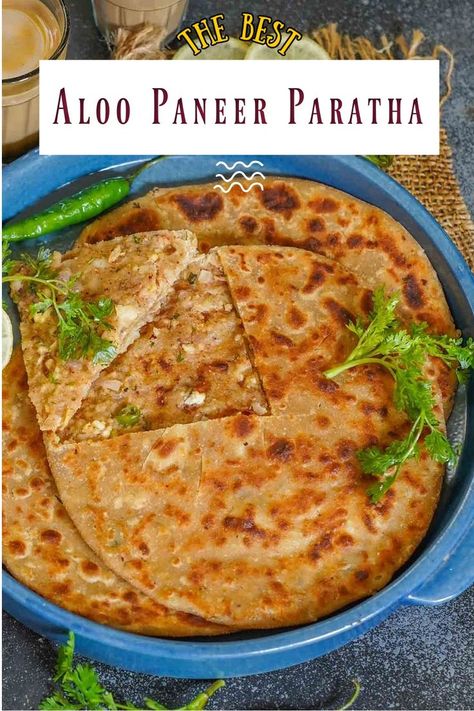 Aloo Paneer Paratha is an Indian unleavened bread stuffed with a flavorful potato paneer filling. It is best served for breakfast with yogurt and pickle. Here is how to make it. Breakfast With Yogurt, Paneer Paratha, Unleavened Bread, Paratha Recipe, Naan Recipe, Paratha Recipes, Indian Bread, Chaat Masala, Pakistani Food