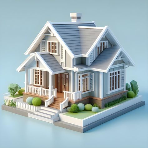 Building 3d Design, Types Of Homes Architecture, Blender House, Small House Model, Small House Architecture, Cartoon Building, Two Story House Design, Interior Design Minimalist, Flat Background