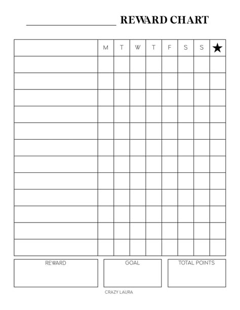 Teach your kids organization and responsibility with these free reward chart printable pdf sheets that come with two different versions! Bored Printable, Blank Chore Chart Printables Free, Printable Organization Sheets, Reward Chart Printable Free, Chore Tracker, Diy Reward Chart For Kids, Free Reward Chart, Free Printable Chore Charts For Kids, Rewards Chart