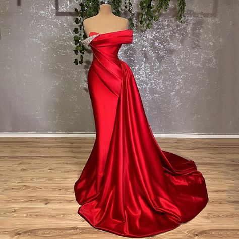 Elegant Red Dress Glamour, Red Evening Dresses Elegant, Red Prom Dresses Long Elegant, Red Mermaid Prom Dress, Formal Party Dresses, Off White Wedding Dresses, Pleated Party Dress, Satin Prom Dresses, Prom Dresses Long Mermaid