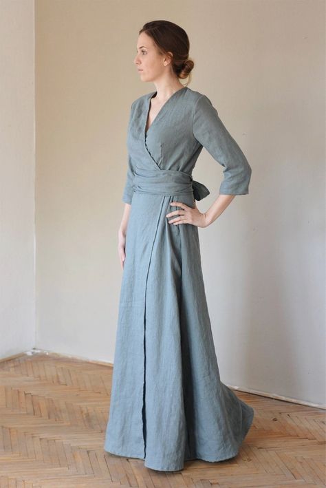 Linen Dress Pattern, Linen Wrap Dress, Burgundy Maxi Dress, Long Linen Dress, Maxi Dress Wedding, Maxi Dress Navy, Maxi Dress Green, Dress With Tie, Linen Skirt