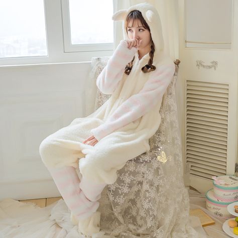 Coral fluff cat ear claws pajamas YV40847 Kawaii Onesie, Cat Onesie, Serval Cats, 5 Outfits, Warm Pajamas, Fashion Kawaii, Cat Glasses, Bright Minds, Cat Pajamas