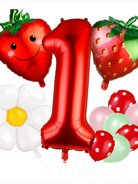 Strawberry 1st birthday balloons are perfect for your strawberry balloon arch, summer birthday party, baby girl's 1st birthday, berry sweet birthday party, fruit theme party, anniversary or any other occasions Strawberry Balloons, Berry First Birthday, Strawberry Birthday, First Birthday Decorations, First Birthday, Birthday Decorations, Toys Games, Berry, Foil