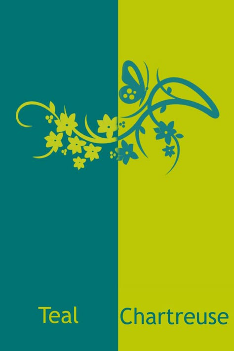 Teal Green Colour Combination, Chartreuse Aesthetic, Chartreuse Color Palette, Colour Wheel Combinations, Collage Website, Chartreuse Wallpaper, Teal Palette, University Essentials, Color Combinations Paint