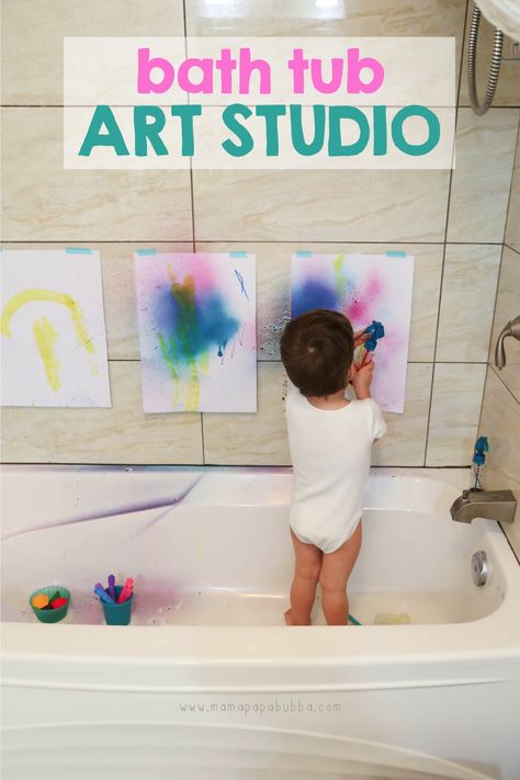 Bathtub Activities, Baby Bath Organization, Bath Tub Art, Lush Inspired Diy, Painting Bathtub, Art Activities For Toddlers, Baby Clothes Organization, Art Ideas For Kids, Fun Organization