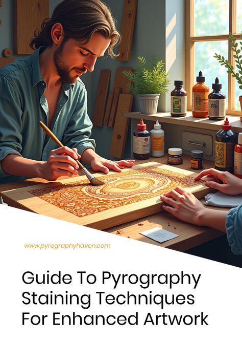 Discover the mesmerizing world of pyrography and elevate your artistic creations with captivating burn marks. Learn how to turn simple designs into breathtaking masterpieces using these innovative staining techniques. Leather Pyrography, Pyrography Designs, Pyrography Tools, Stain Techniques, Pyrography Art, Burn Mark, Water Based Stain, Gel Stain, Painting Leather