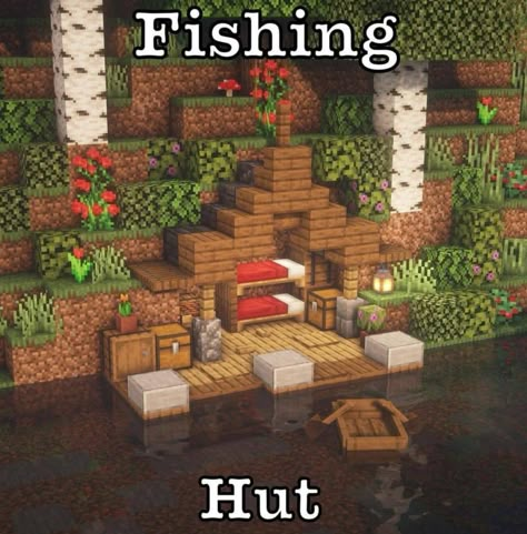 Minecraft Room Ideas Survival, Cute Minecraft Starter Base, Minecraft Outdoor Patio, Small Fish Tank Minecraft, Mc Outdoor Decor, Starter Bases Minecraft, Minecraft Base Ideas Survival Easy, Starter Minecraft Base, Animal Shelter Minecraft