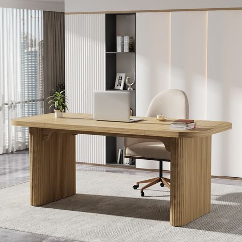 Meet the 63'' Computer Desk, a simplistic yet modern solution for your home office or study room needs. This rectangular writing table offers a spacious work surface, perfect for laptops, books, or any other study materials. Wood Executive Desk, Desk For Home Office, Desk Simple, Wood Office Desk, Home Goods Furniture, Computer Desks For Home, Desk Writing, Simple Desk, Home Office Furniture Desk