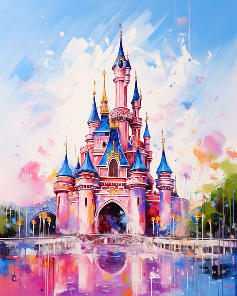 Dreamy Disneyland Wallpaper - Disney Artwork Disney World Paintings On Canvas, Disney Landscape Art, Princess Castle Painting, Cinderella Castle Drawing, Disney Castle Painting, Disneyland Painting, Disneyland Artwork, Disney Castle Art, Château Disney