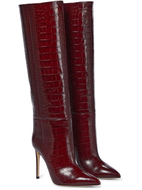 Paris Texas Croc-effect Leather Knee-high Boots Red Knee High Boots, Burgundy Boots, Paris Texas, Trending Boots, Knee High Leather Boots, Winter 2022, Looks Chic, Pretty Shoes, Dream Shoes