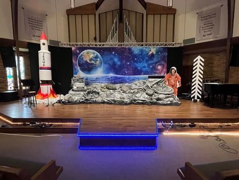 Outer Space Vbs, Space Theme Decorations, Vbs Stellar, Space Vbs, Group Vbs, Stellar Vbs, Astronaut Theme, Moon Shot, Mission Space